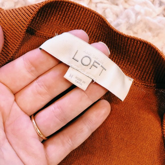 Ann Taylor LOFT Burnt Orange Button-Up Cardigan - Picture 6 of 7